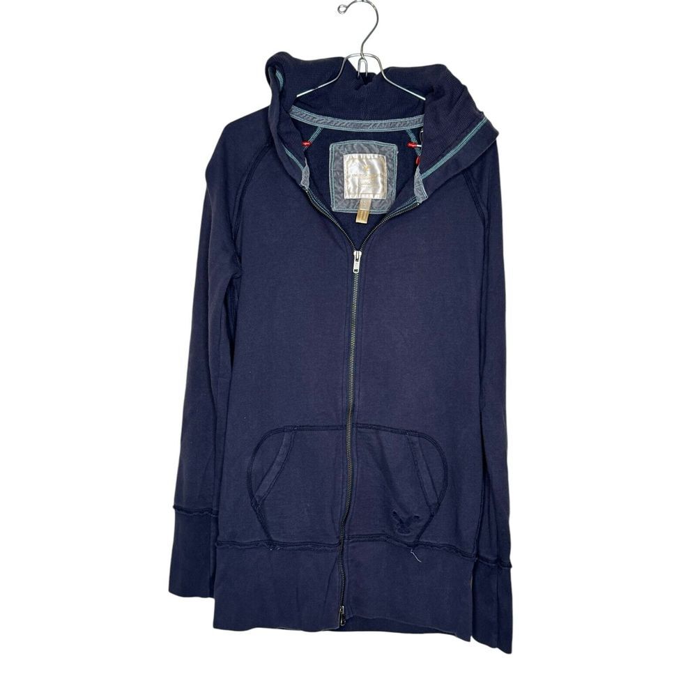 American Eagle Outfitters‎ Men's Jacket Fleece Hoodie Full Zip Navy Blue Medium